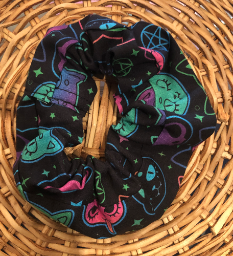 Space Cats Print Hair Scrunchie - The Hare and the Moon