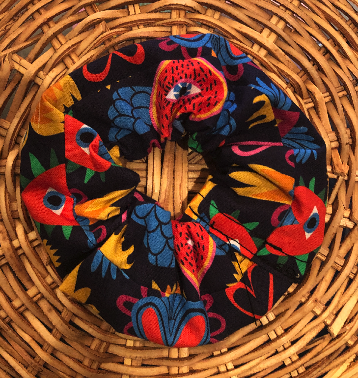 Retro Hearts Print Hair Scrunchie - The Hare and the Moon