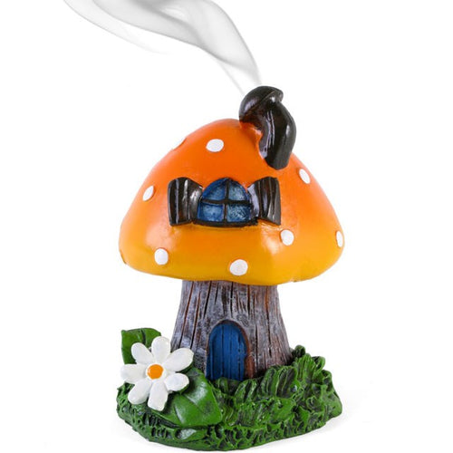 ORANGE SMOKING TOADSTOOL INCENSE CONE HOLDER - The Hare and the Moon