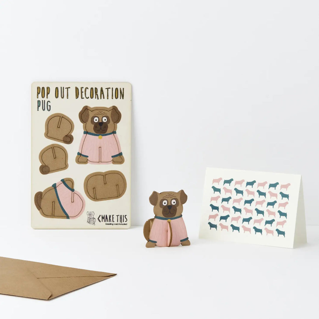 Pop Out Pug Greeting Card - Pop4