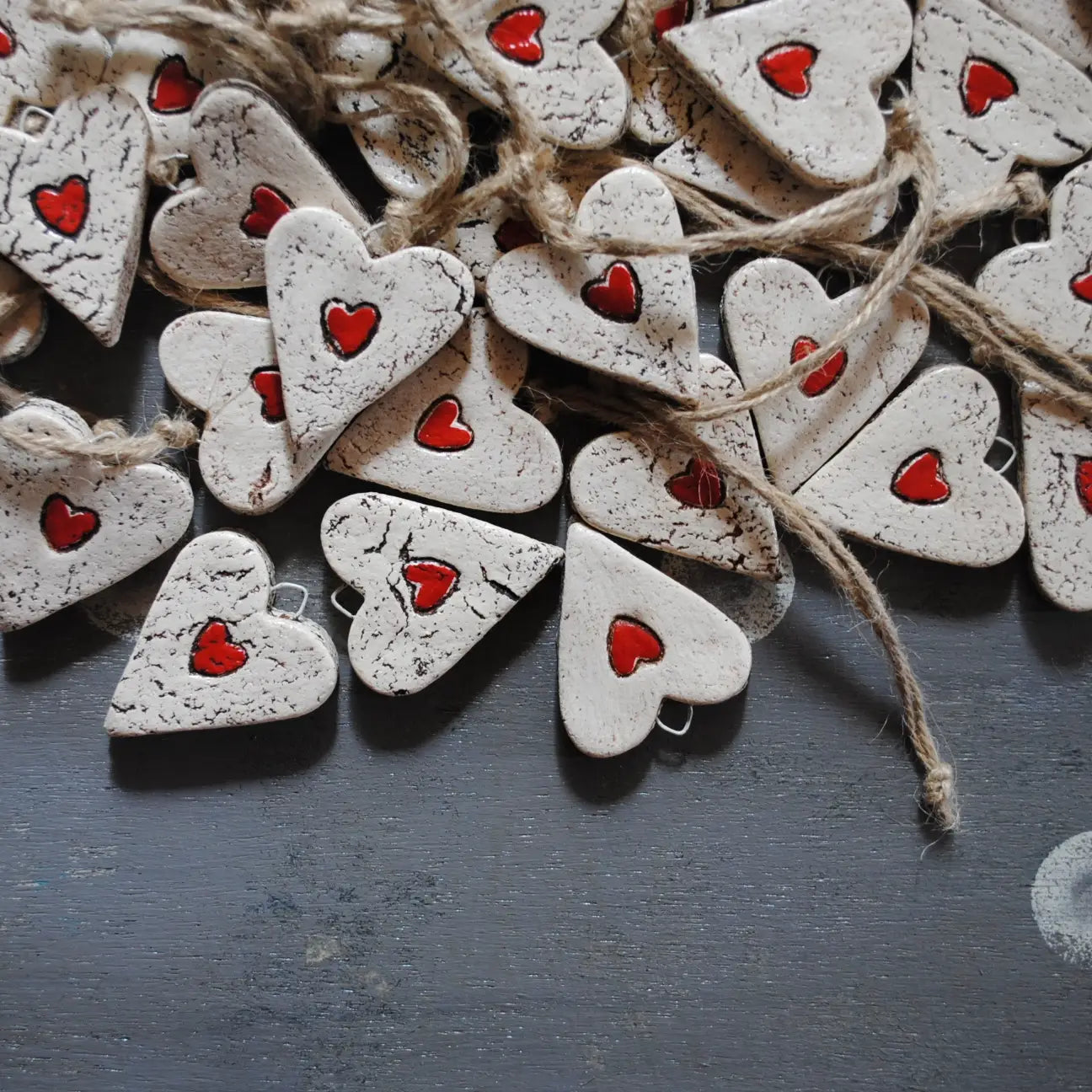 Rustic Red Heart Ornaments  - HH12