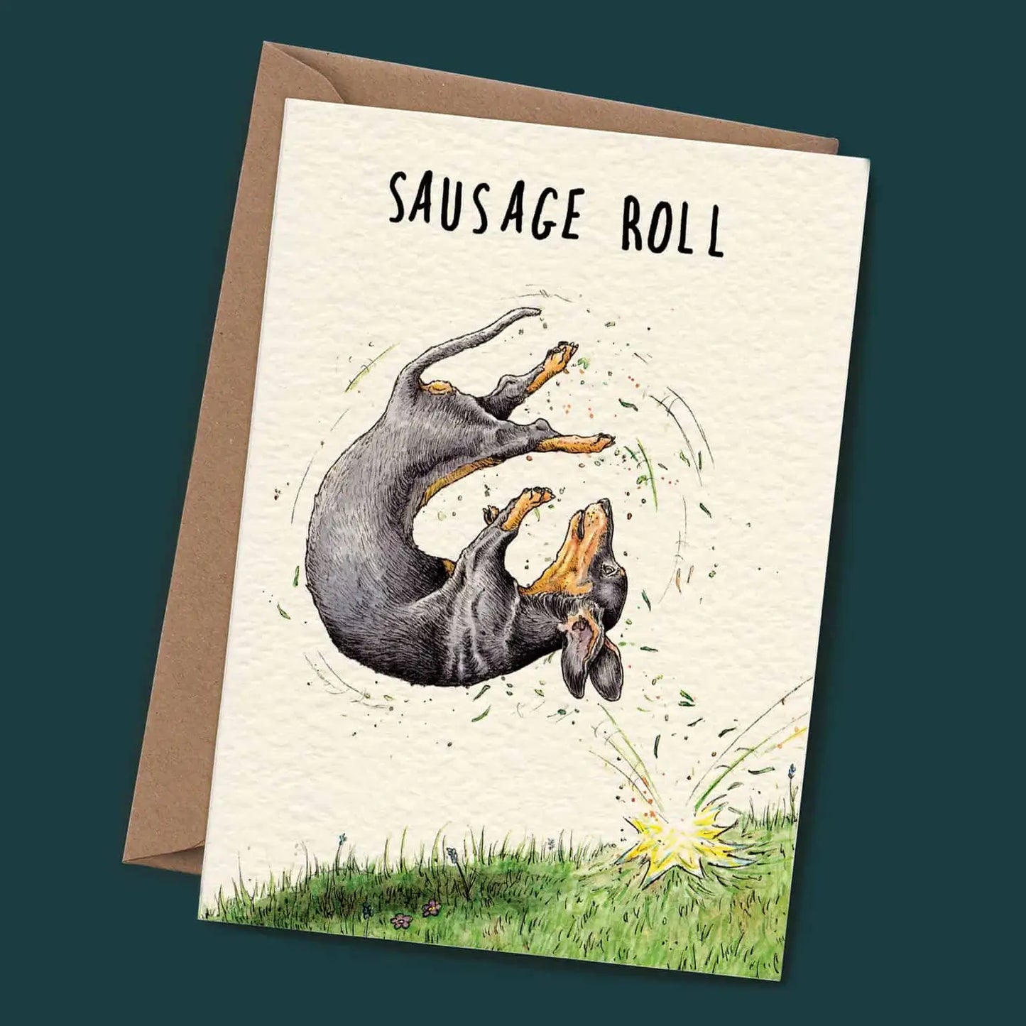 Sausage Roll Greeting Card - BW10 - The Hare and the Moon