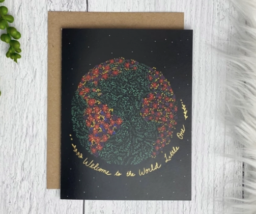 Welcome to the World Gold Foil Greeting Card - AMC7 - The Hare and the Moon
