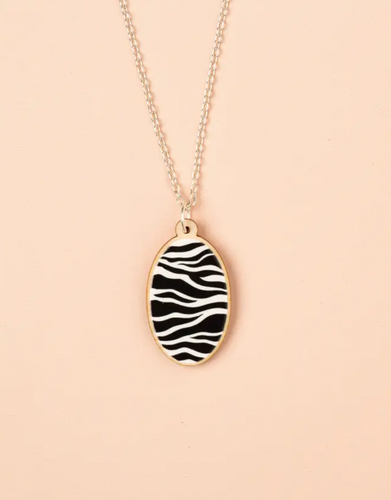 Zebra Oval Necklace - GN138 - The Hare and the Moon