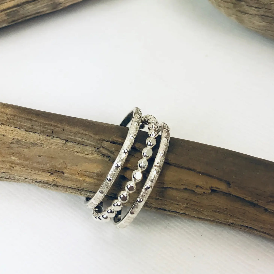 Textured Silver Stacking Rings - LJ2