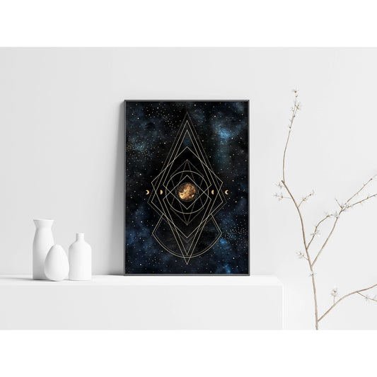 The Guide - Celestial Witchy Art Print, Spiritual Decor - FF9 - The Hare and the Moon