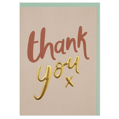 Typographic 'thank you' gold foil luxury Greeting card - WHM54 - The Hare and the Moon