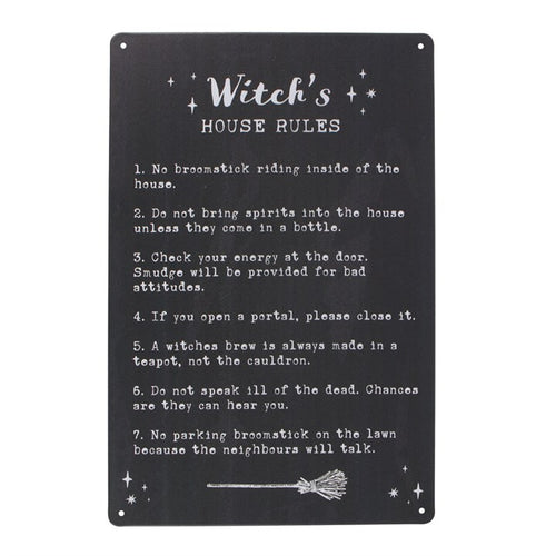 WITCH'S HOUSE RULES METAL SIGN - The Hare and the Moon
