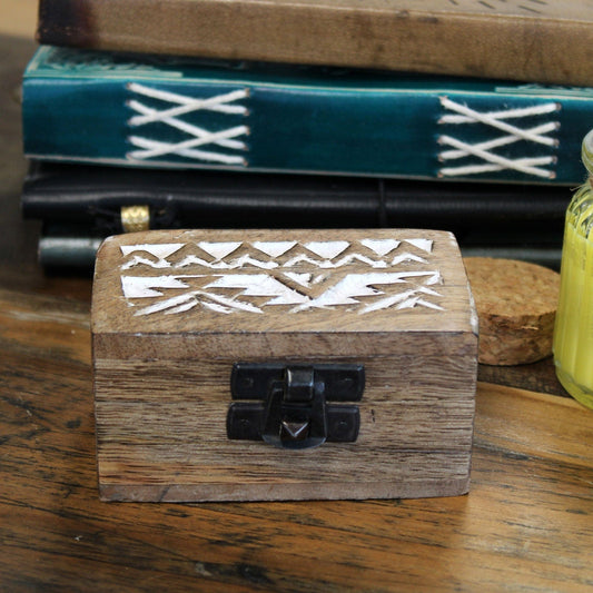 Ancient Wisdom Boxes, Tins & Dishes White Washed Wooden Box - Mini Box Slavic Design