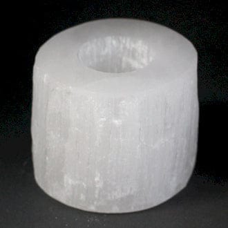Ancient Wisdom Crystals Selenite Cylinder Candle Holder - 10cm - Stone of Cleansing & Neutralising