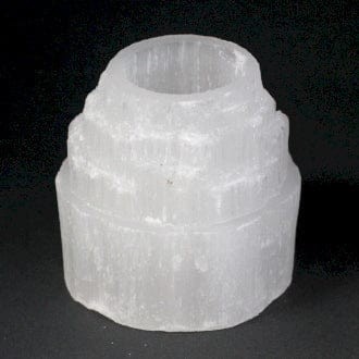Ancient Wisdom Crystals Selenite Mountain Top Candle Holder - 8 cm - Stone of Cleansing & Neutralising