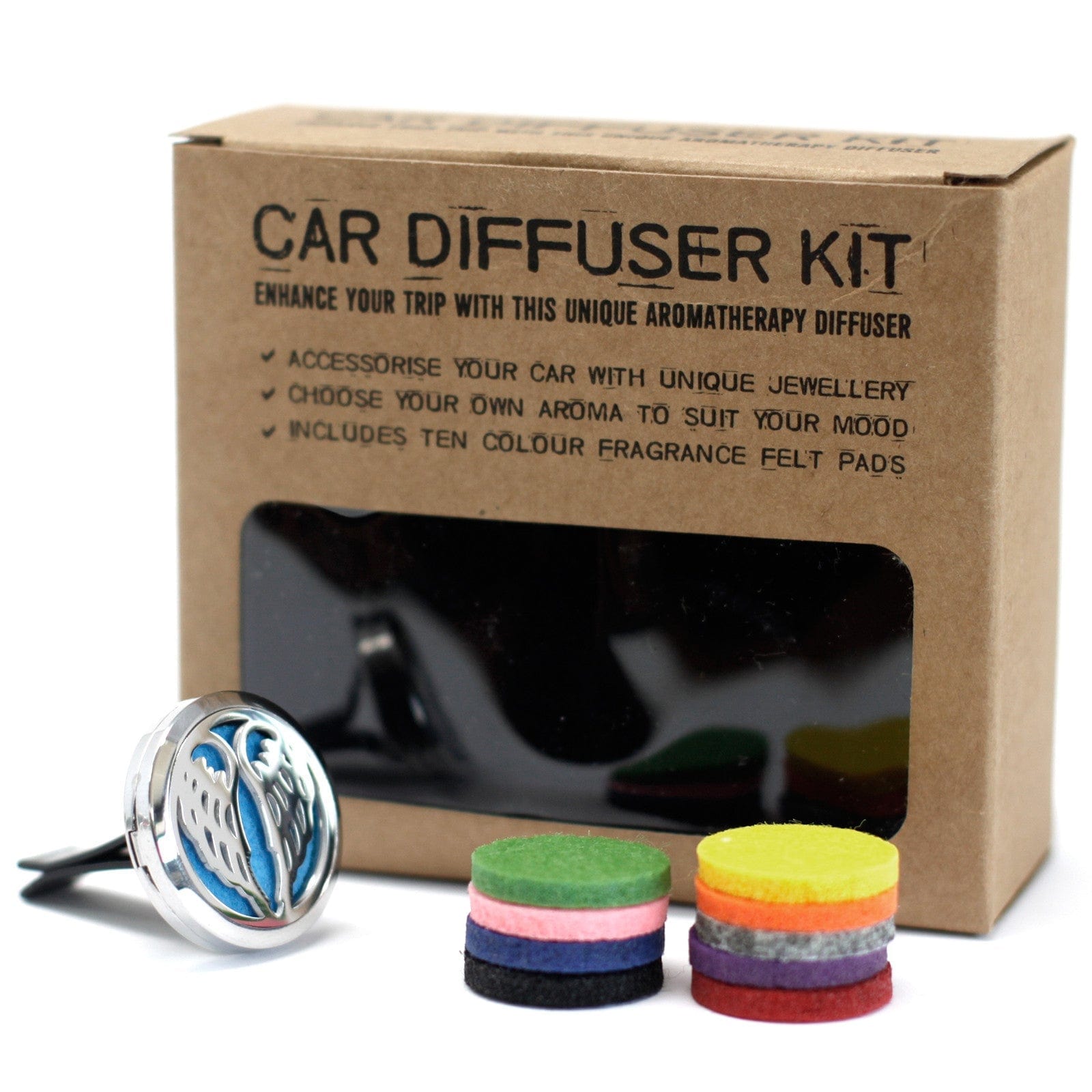 Ancient Wisdom Essential Oils & Fragrance Car Diffuser Kit - Angel Wings - 30mm