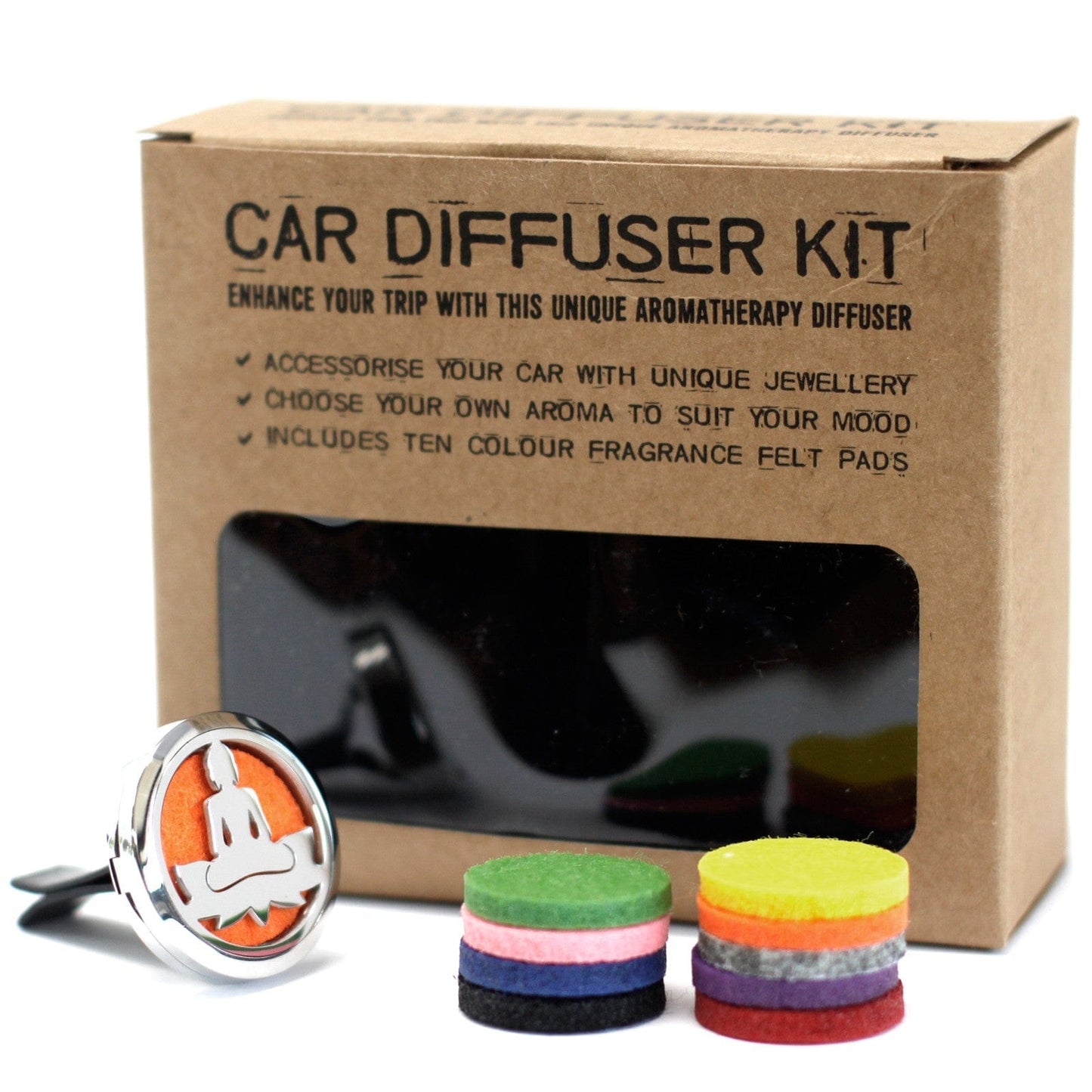 Ancient Wisdom Essential Oils & Fragrance Car Diffuser Kit - Lotus Buddha- 30mm