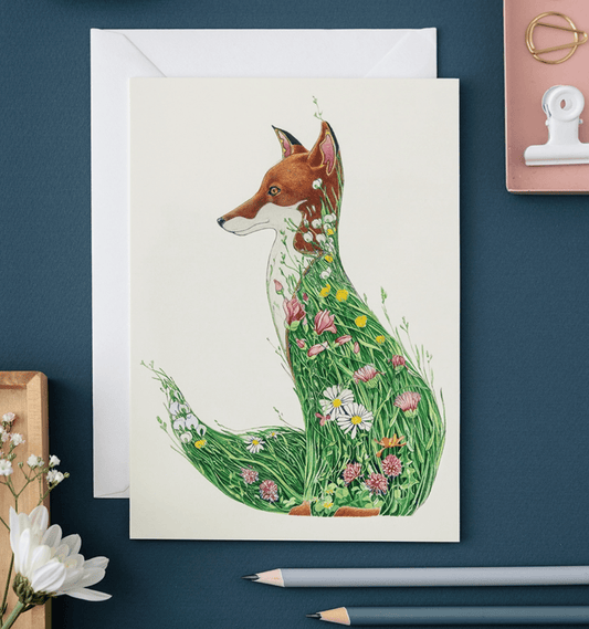 DM Cards Fox in a Meadow Greeting Card - DM23