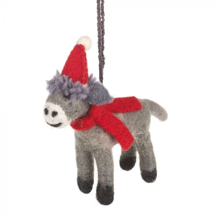 Felt So Good Christmas Decorations Handmade Felt Biodegradable Christmas Donkey Tree Hanging - CHCHDK