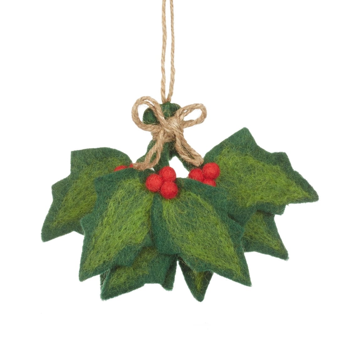 Felt So Good Christmas Decorations Handmade Felt Biodegradable Holly Sprig Christmas Hanging - FT23
