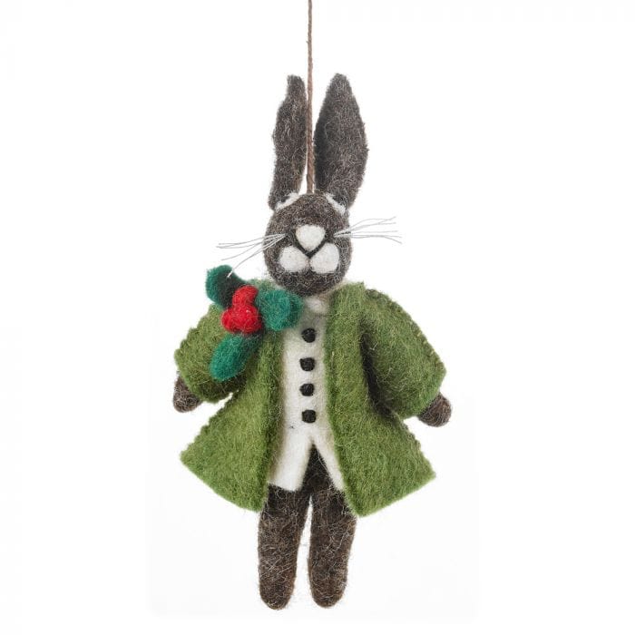 Felt So Good Christmas Decorations Handmade Felt Hector Christmas Hare Hanging Decoration - CCHCH