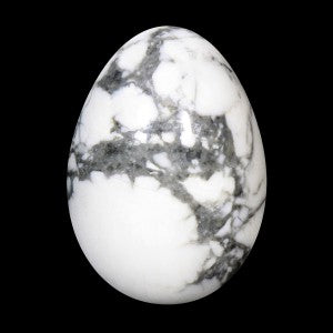 White Howlite Egg  - Stone of Clearing and Calming the Mind - EG83 - The Hare and the Moon