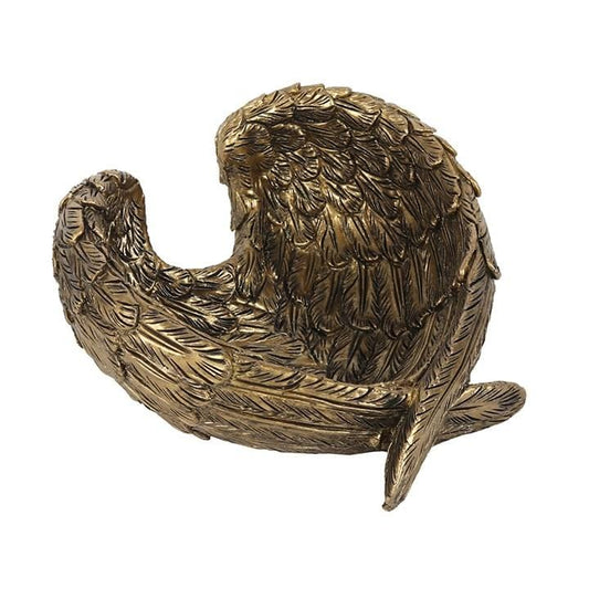 Jones Home & Gift Jewellery Storage ANTIQUE GOLD ANGEL WING DISH