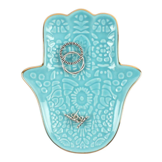 Jones Home & Gift Jewellery Storage Turquoise Hamsa Hand Jewellery Dish