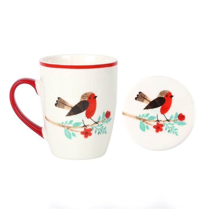 Jones Home & Gift Mugs WINTER ROBIN MUG (COASTER EXCLUDED) - SALE