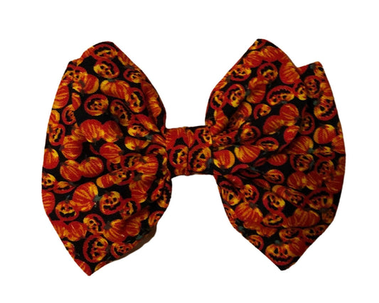 Miss Pretty London hair Accessories Halloween Pumpkins Print Cotton Hair Bow Clip