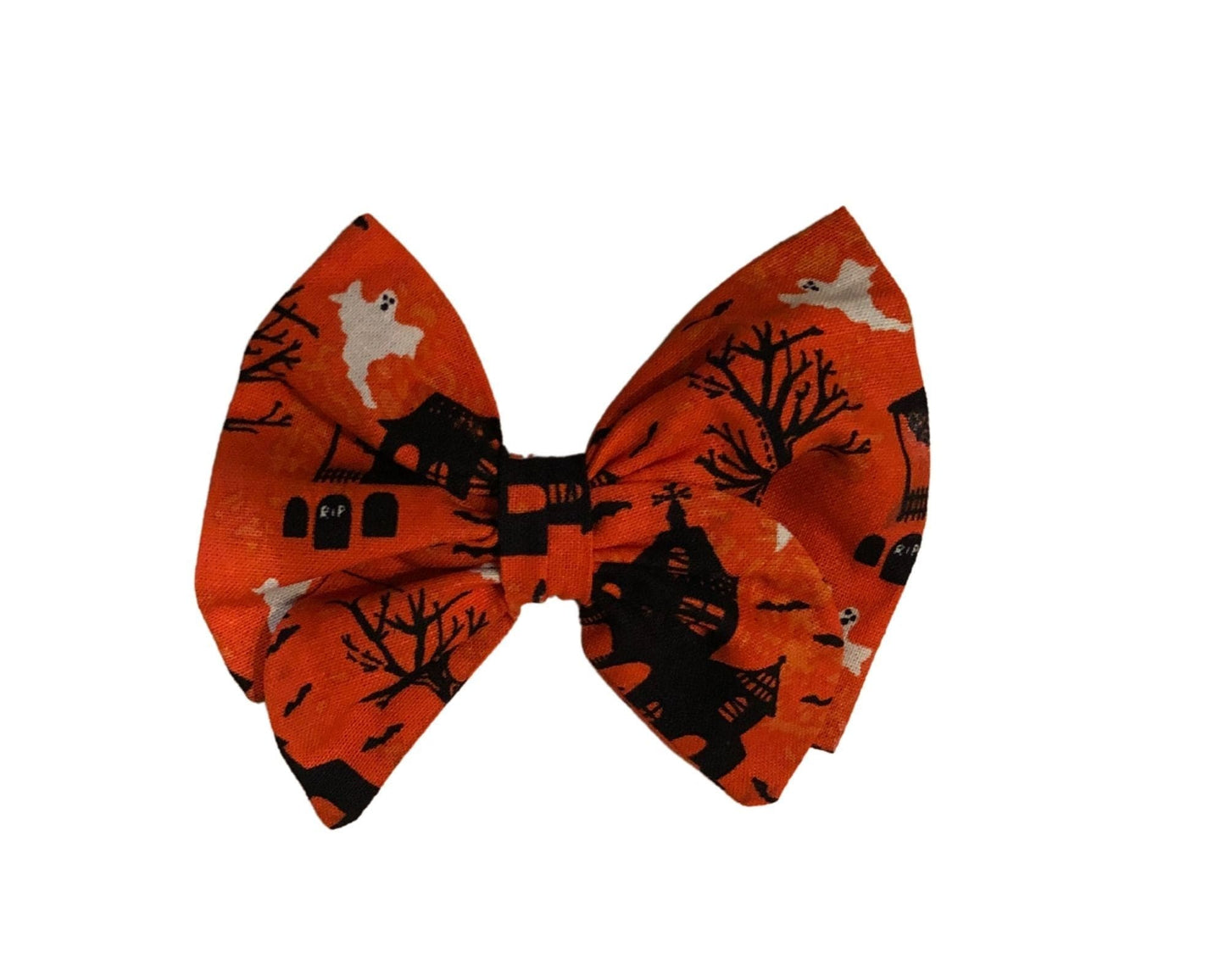 Miss Pretty London hair Accessories Orange Halloween Print Cotton Hair Bow Clip