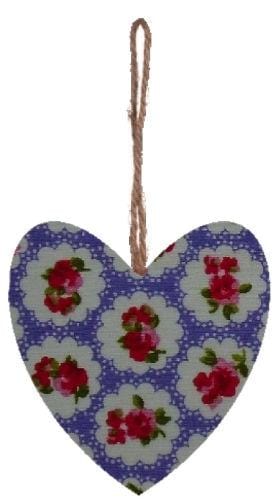 Miss Pretty London Hanging Decorations Purple Roses Print Hanging Heart