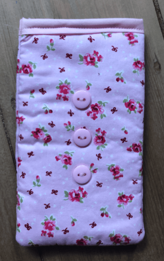 Miss Pretty London Phone Socks Pink Vintage Flowers Print Mobile Phone Sock Pouch