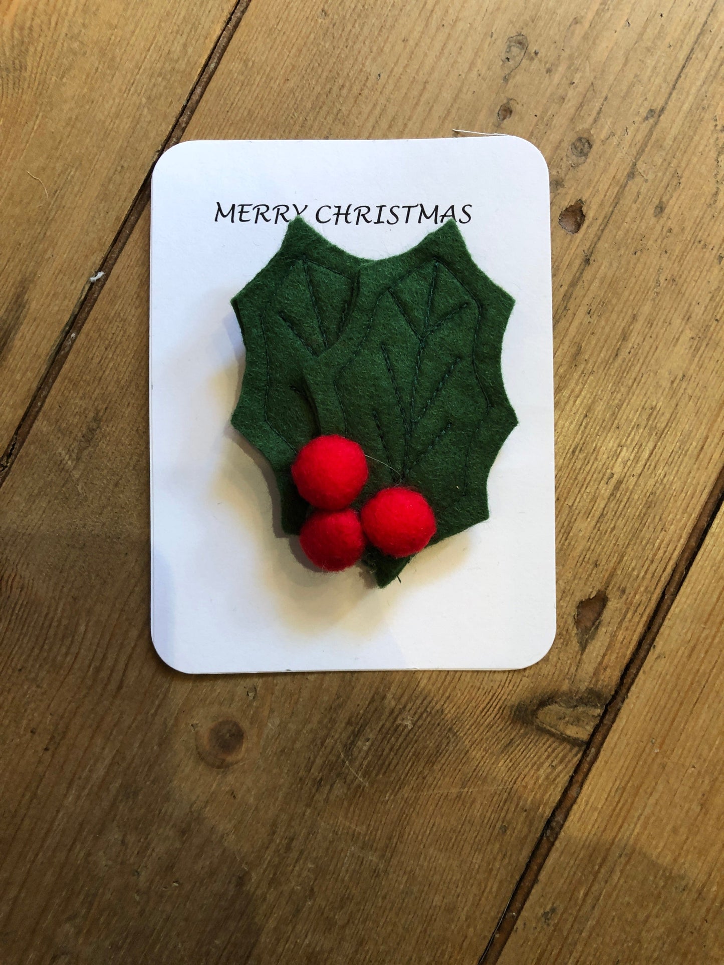 Miss Pretty London UK Limited Brooches Christmas Holly Felt Flower Brooch - HY1