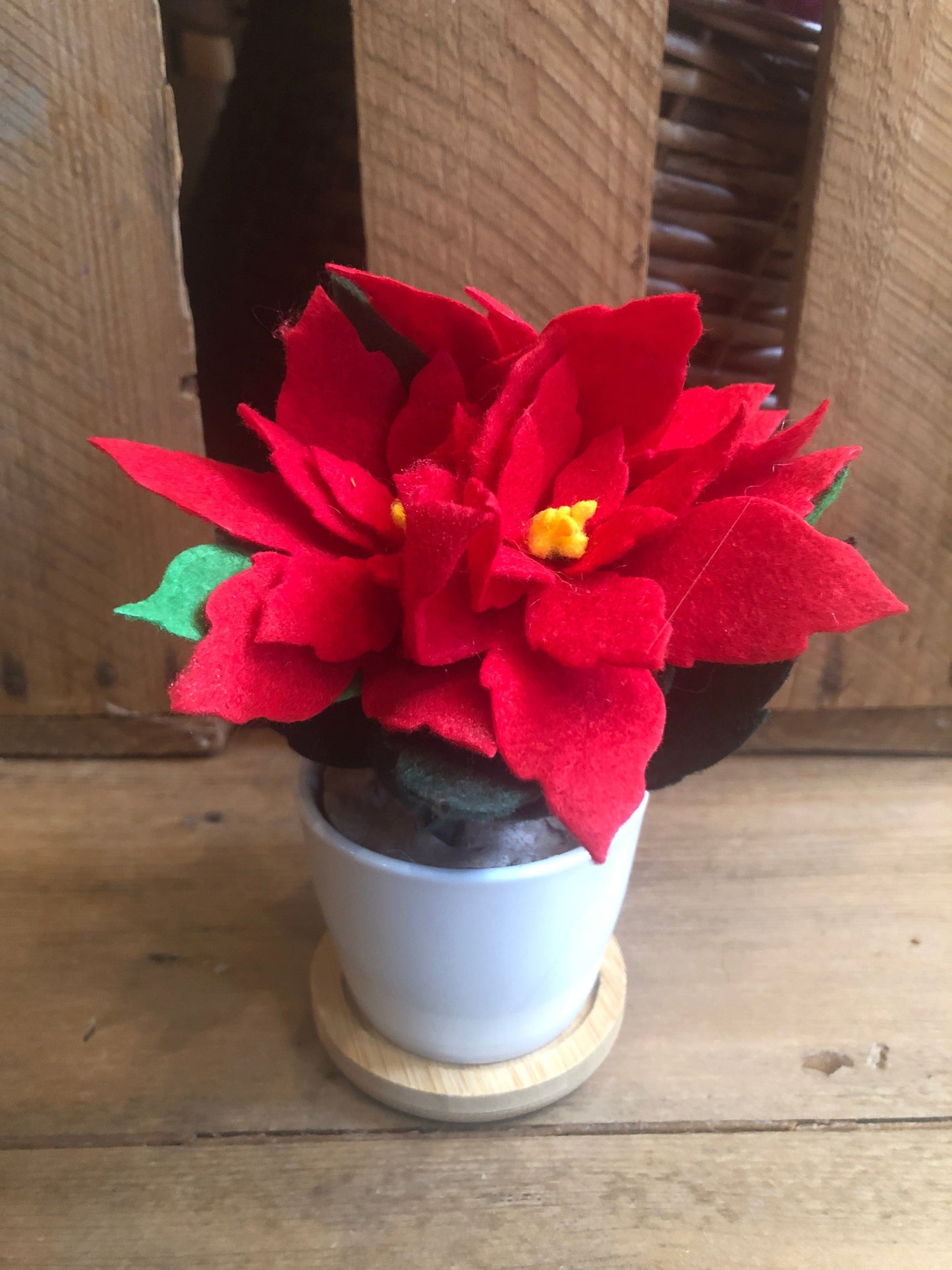 Miss Pretty London UK Limited Felt Flowers Handmade Christmas Felt Poinsettia Flower Pot - X22