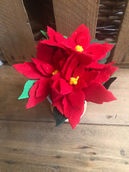 Miss Pretty London UK Limited Felt Flowers Handmade Christmas Felt Poinsettia Flower Pot - X22