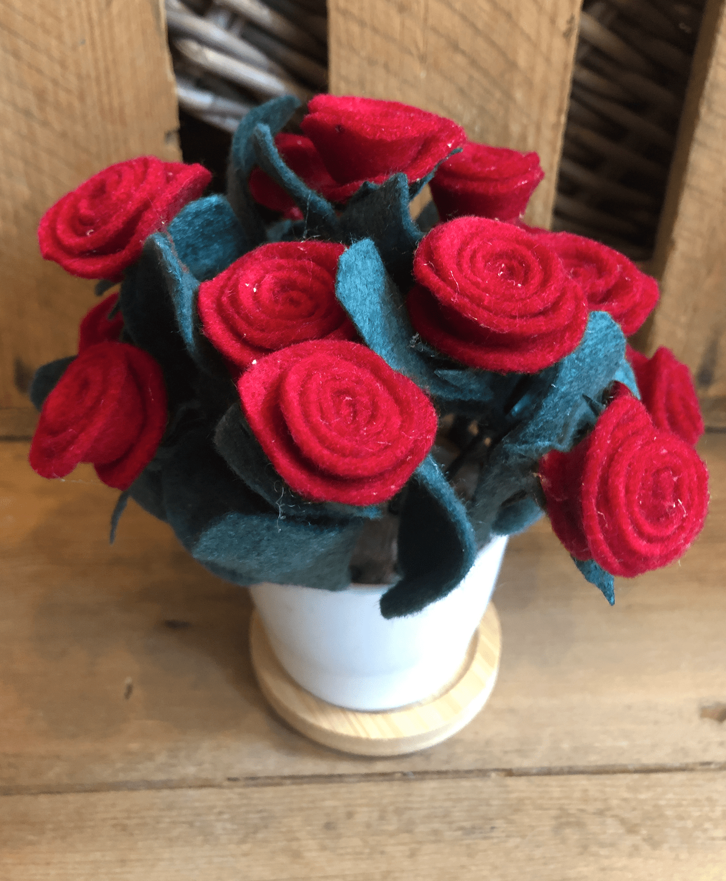 Miss Pretty London UK Limited Felt Flowers Handmade Red Roses Flower Pot - RR1