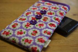 Purple Roses Print Mobile Phone Sock Pouch freeshipping - The Hare and the Moon