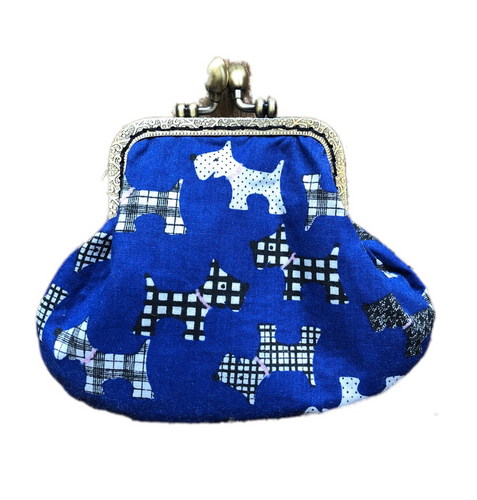 Royal Blue Scottie Dogs Print Coin Purse freeshipping - The Hare and the Moon
