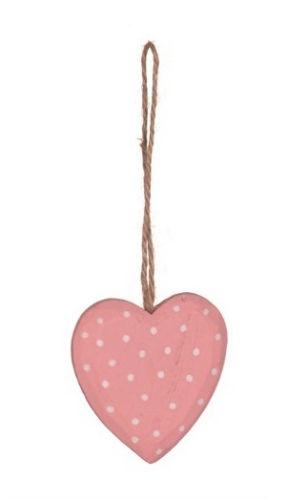 Sasse & Belle Hanging Decorations Pink Wooden Hanging Heart Decoration
