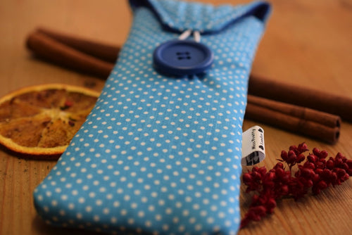 Powder Blue Polka Dot Print Glasses Case freeshipping - The Hare and the Moon