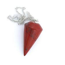 The Hare and The Moon Crystals Red Jasper Faceted Pendulum - Stone of Strength and Courage - PX7