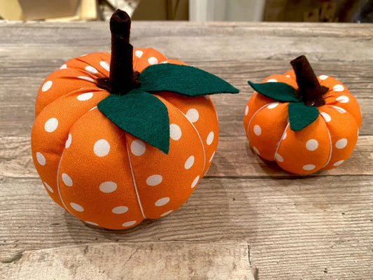 The Hare and The Moon Orange Polka Dot Print Halloween Plump Fabric Pumpkin Decoration - PU14