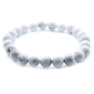 Wise Skies Bracelets White Howlite White Jasper Power Bead Bracelet - CS1333